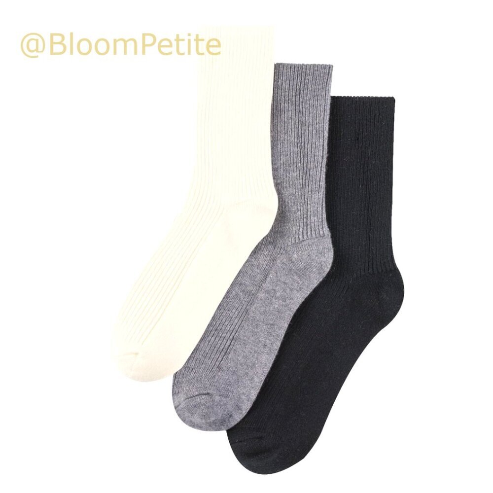 Wool Cashmere Crew Socks, 3 Pairs, Super Soft Warm Cozy Winter Gift